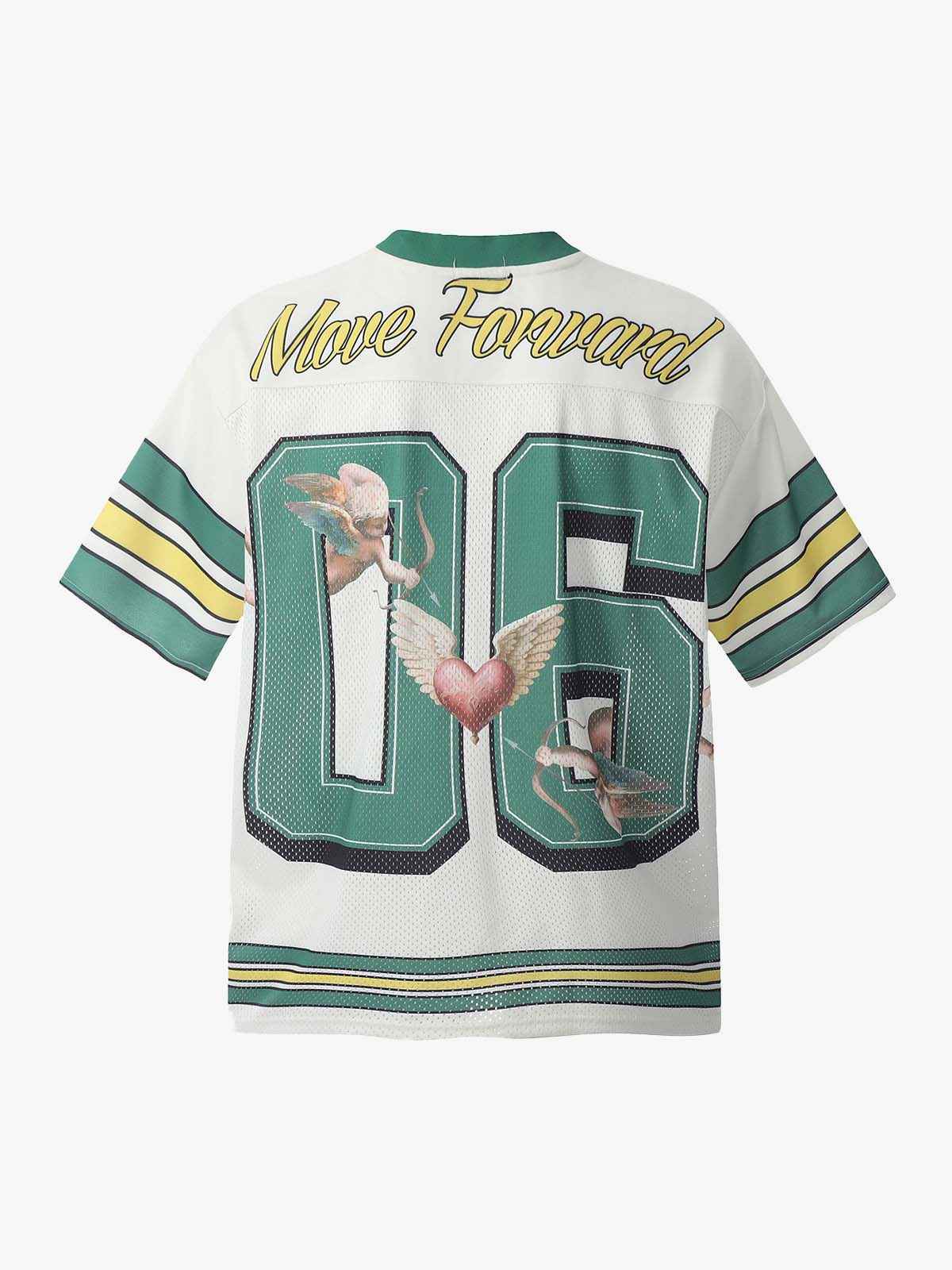 Oversized Sports Jersey V-Neck - Technical Mesh Block Streetwear T-Shirt