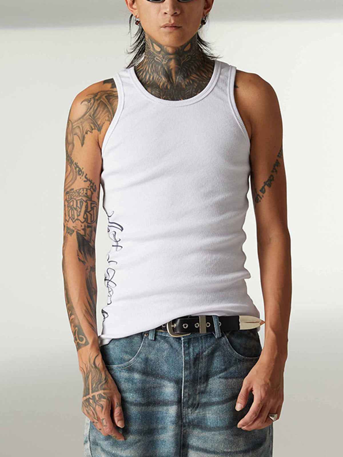 Street Ribbed Slim Fit Printed Vest