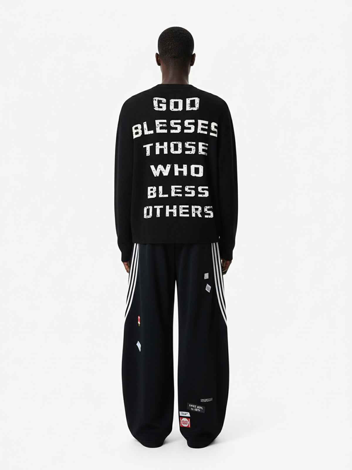 Street Cross Lettering Print Long-Sleeved T-Shirt