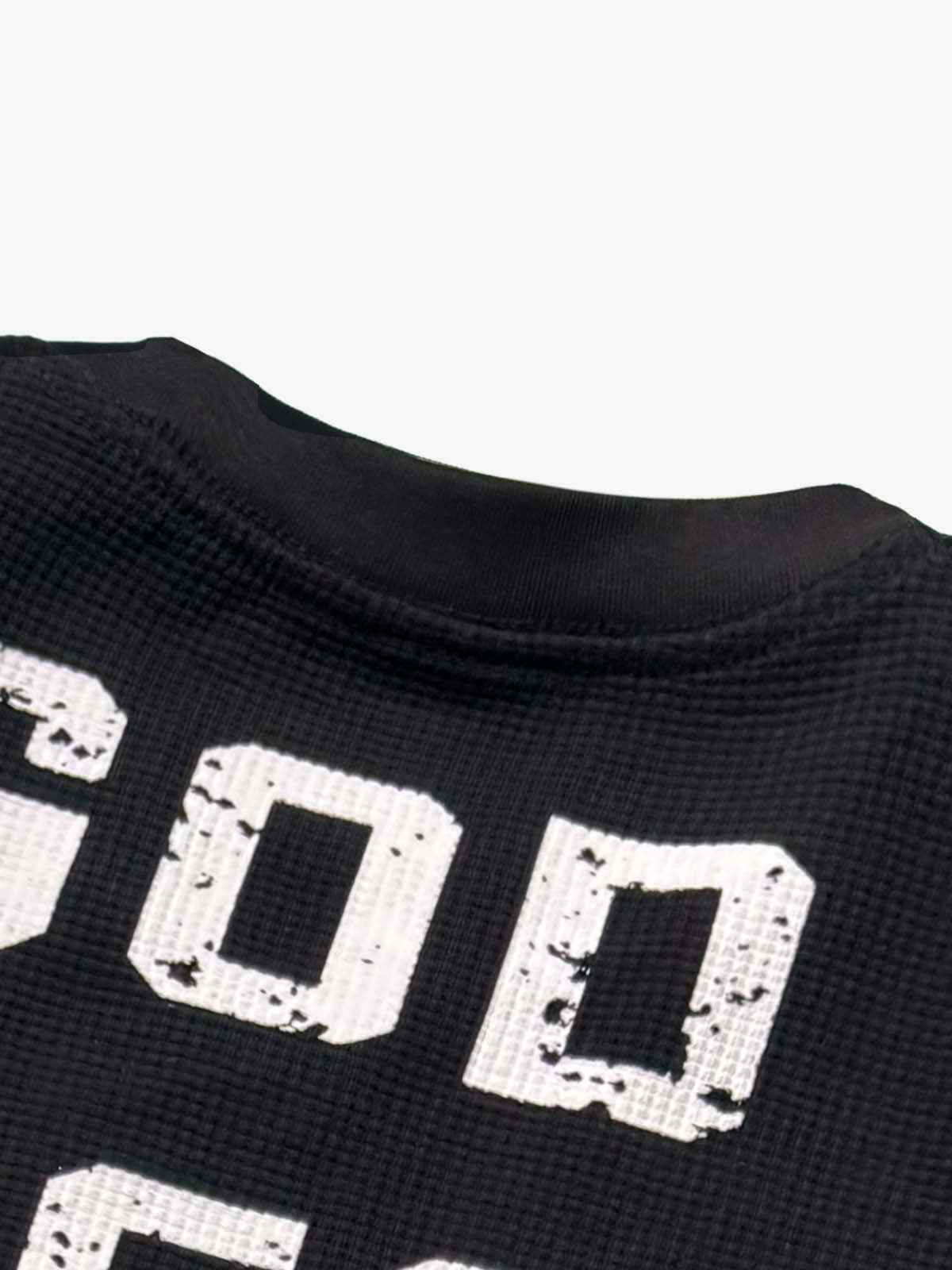 Street Cross Lettering Print Long-Sleeved T-Shirt
