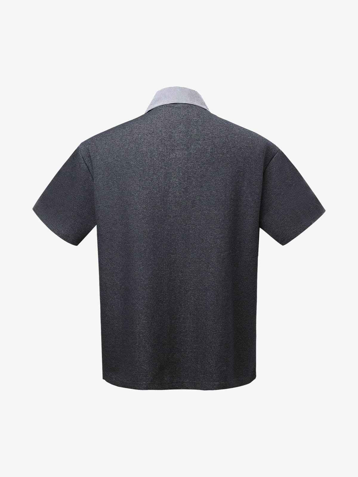 Retro Deconstructed Patchwork Striped Lapel T-Shirt