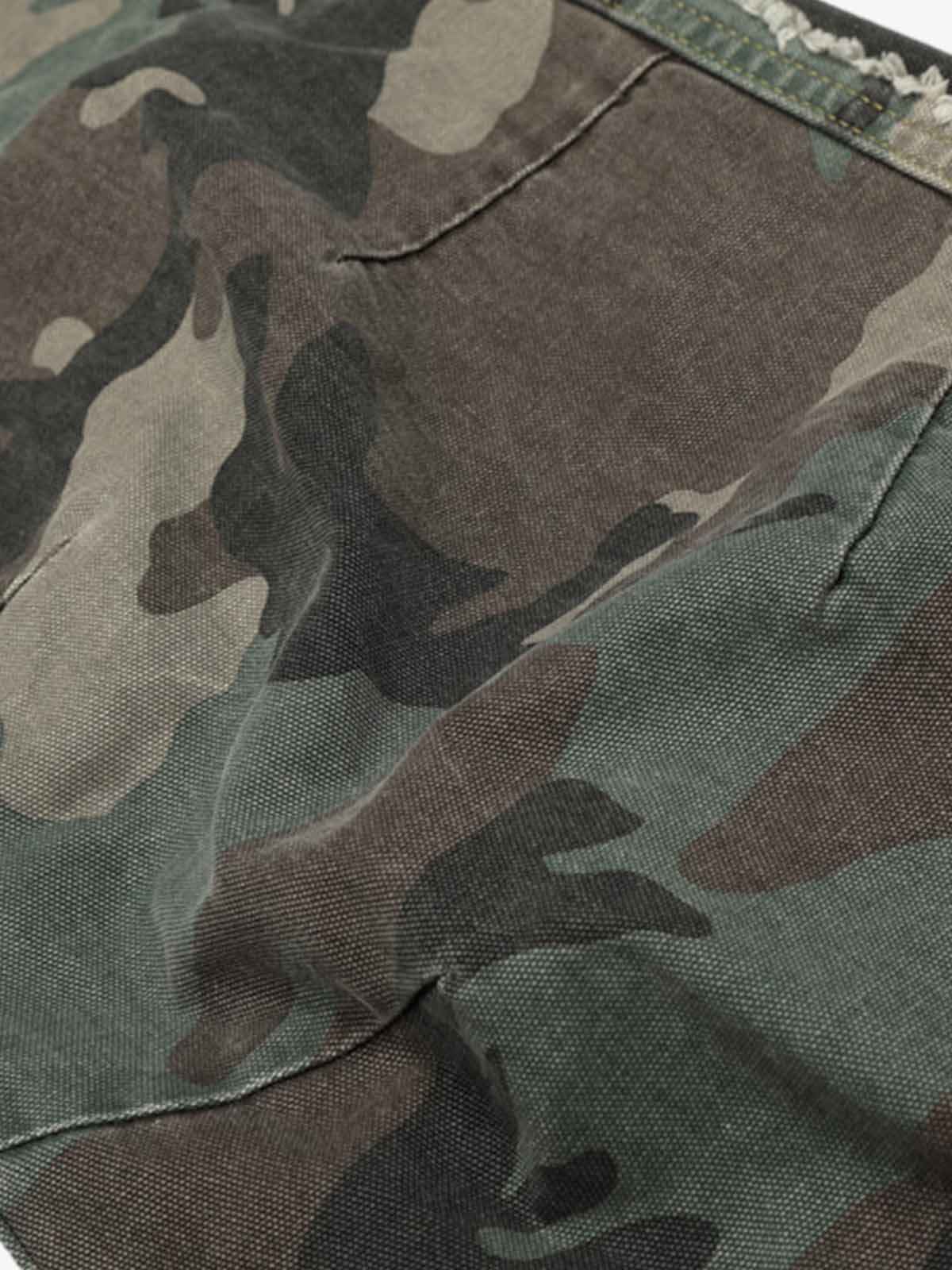 Retro Double Waist Camouflage Barrel Pants - 2555
