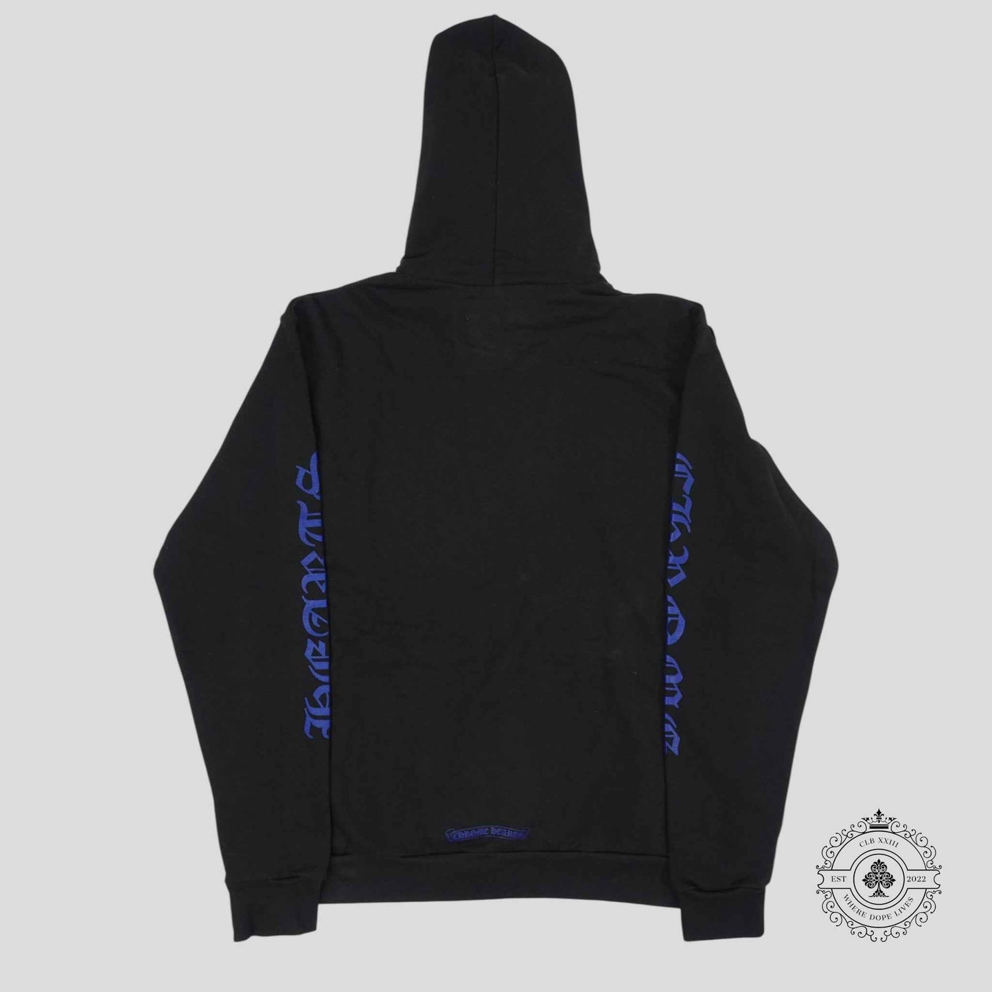 Chrome Hearts Vertical Logo Hoodie in Black/Blue