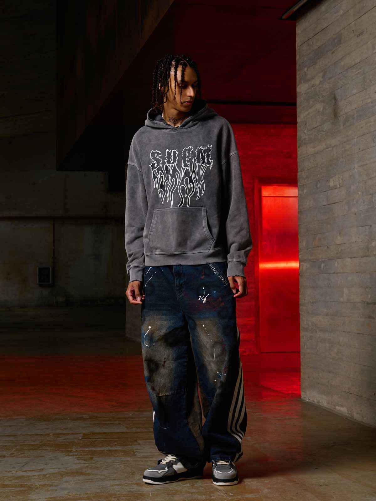Original Distressed SPMD Graphic Cotton Hoodie