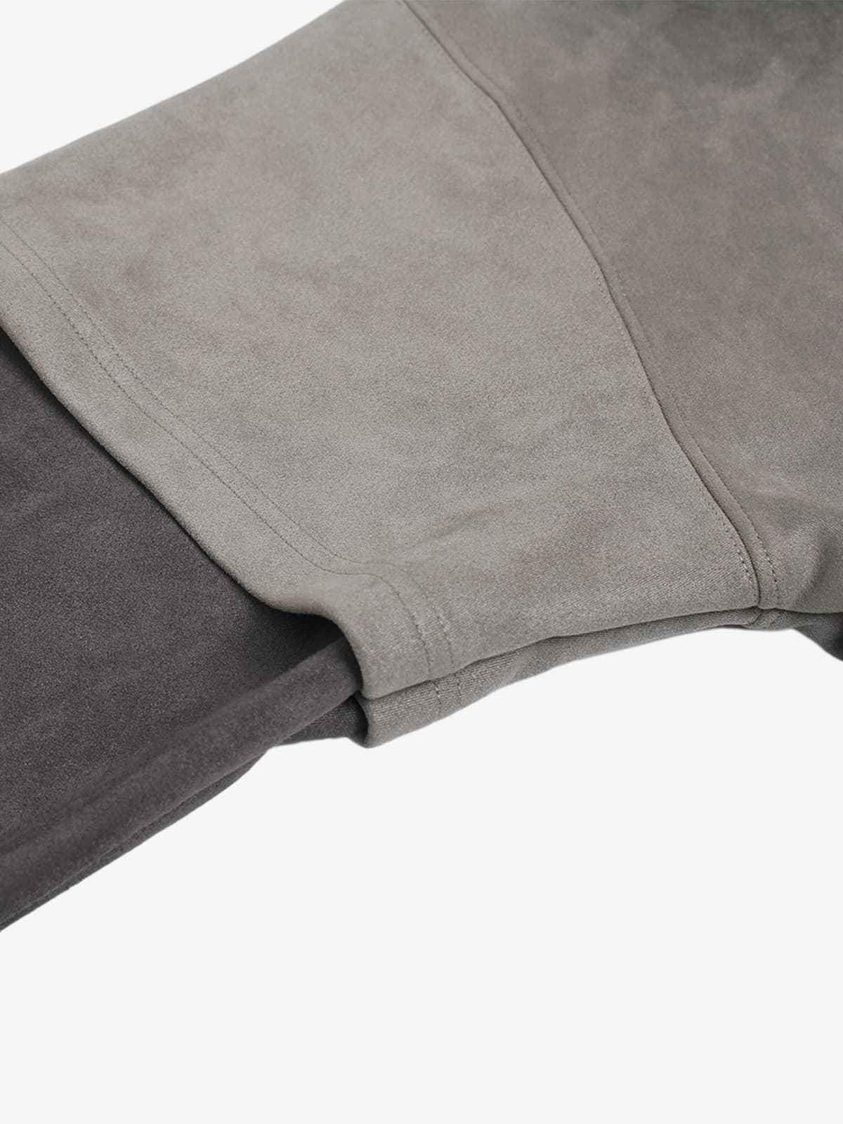 Suede Large Pocket Faux Two-Piece Zipper Short Jacket