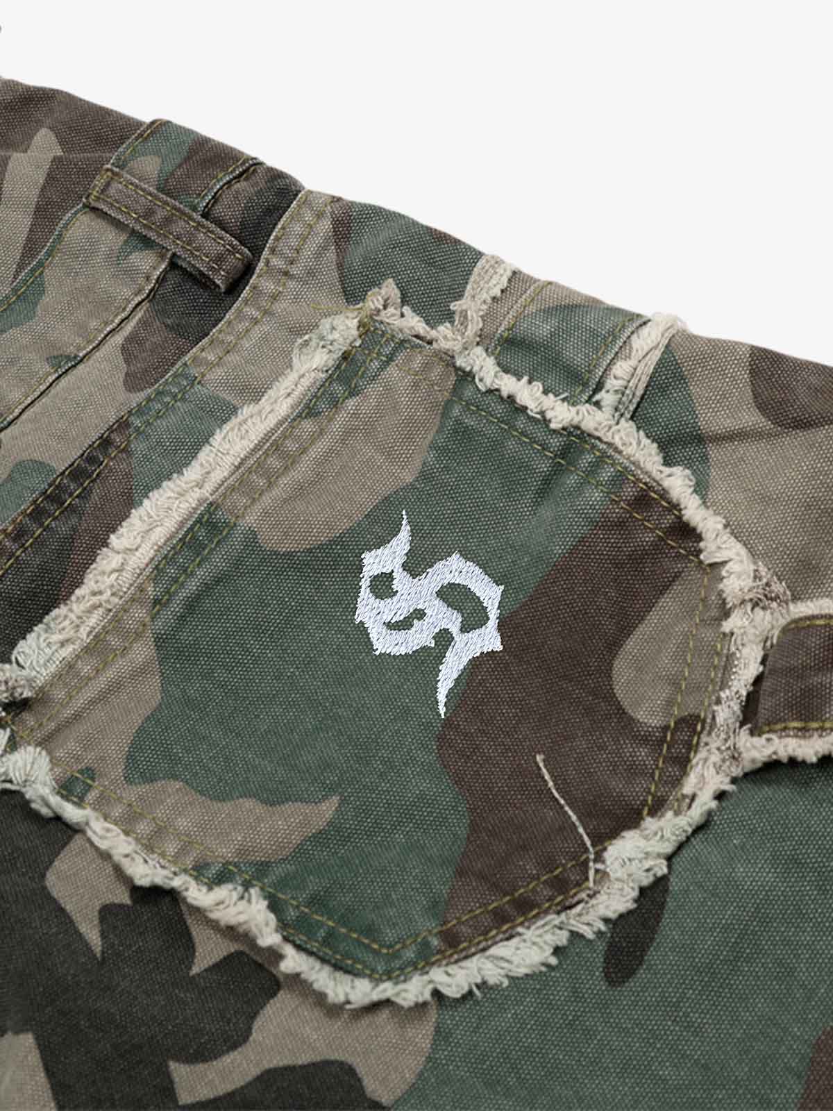 Retro Double Waist Camouflage Barrel Pants - 2555 - Luxuryurbanwear