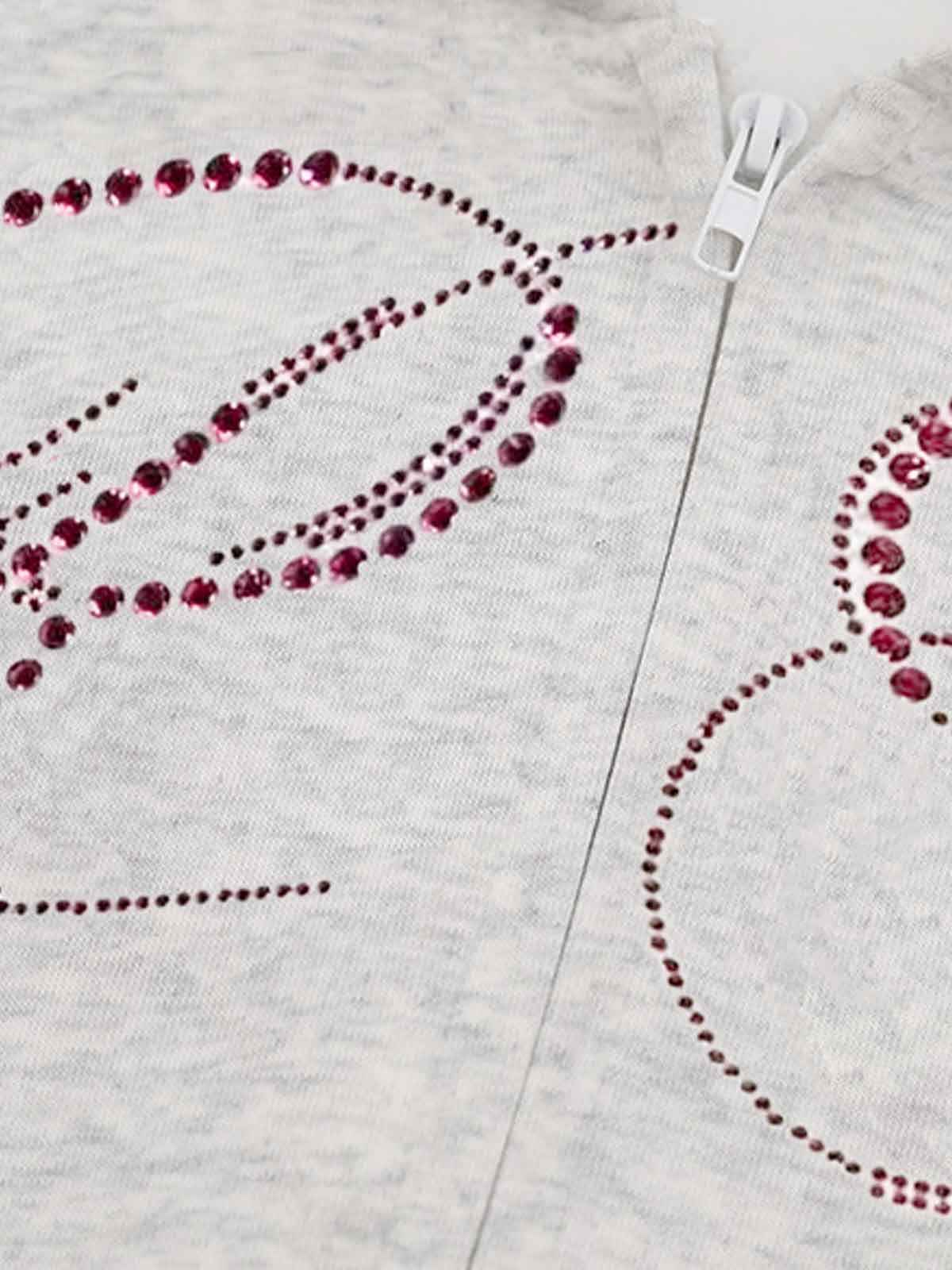 Street Hip-Hop Rhinestone Cropped Zip Up Hoodie