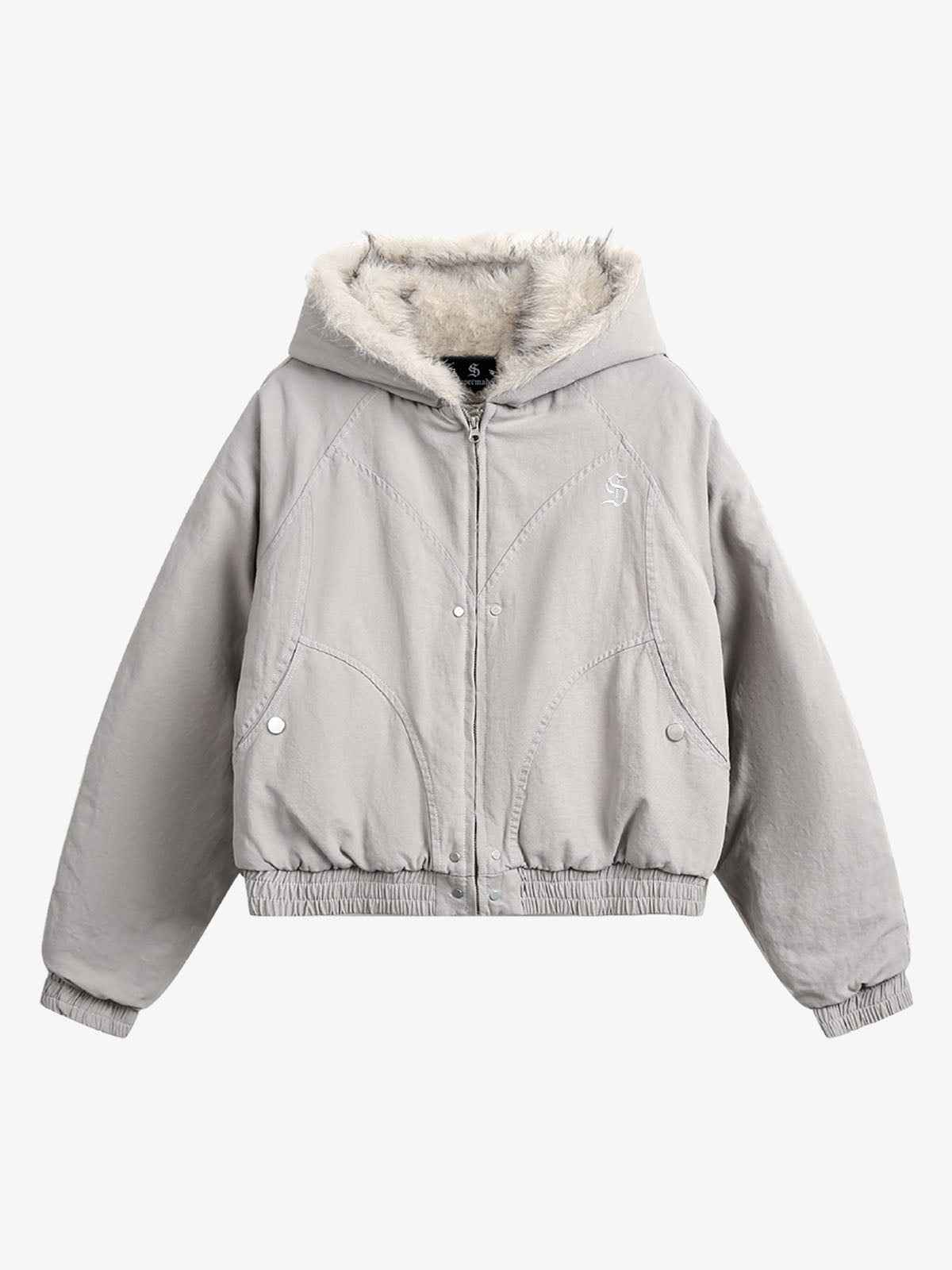 Spliced Fur Hooded Quilted Jacket – Unisex Luxury Urban Streetwear Outerwear