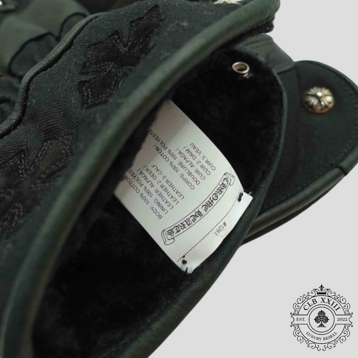 Chrome Hearts Plus Patch Leather Moto Gloves in Black