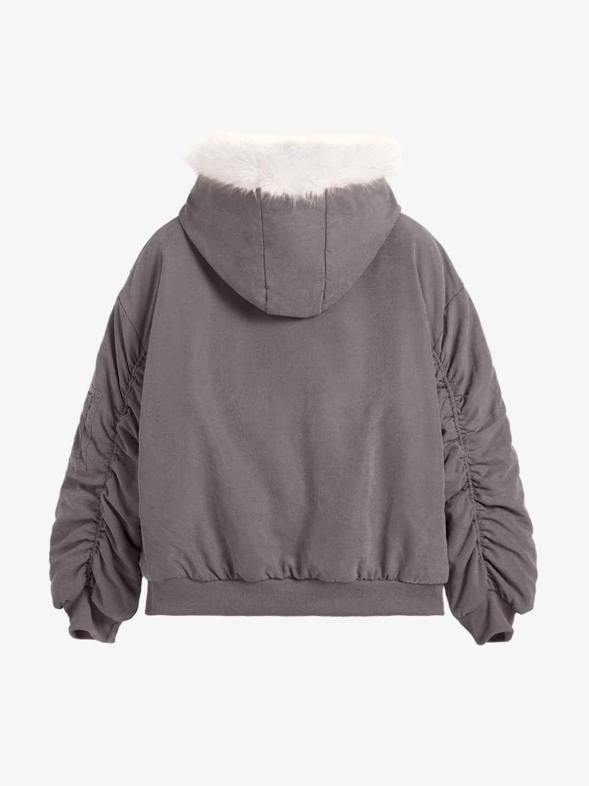 Oversized Reversible Fur Hooded Jacket - 2544