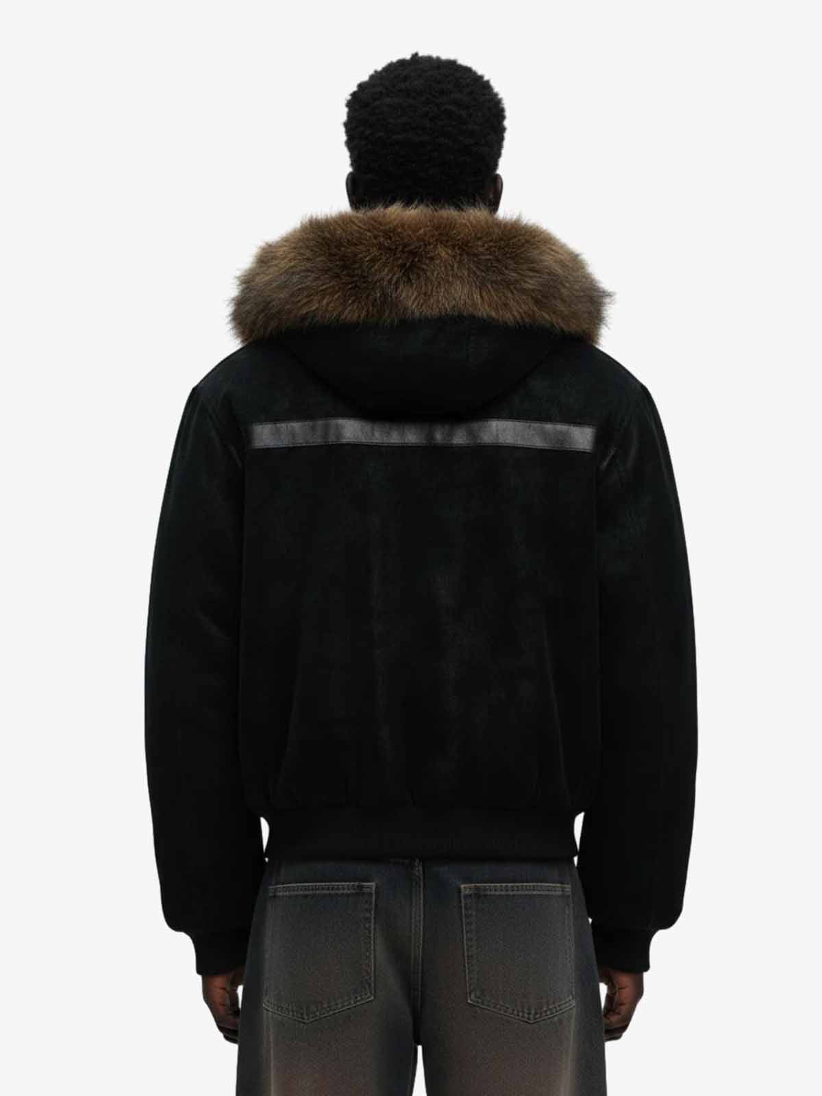 Retro Detachable Faux Fur Collar Suede Fleece Hoodie Jacket - Luxuryurbanwear