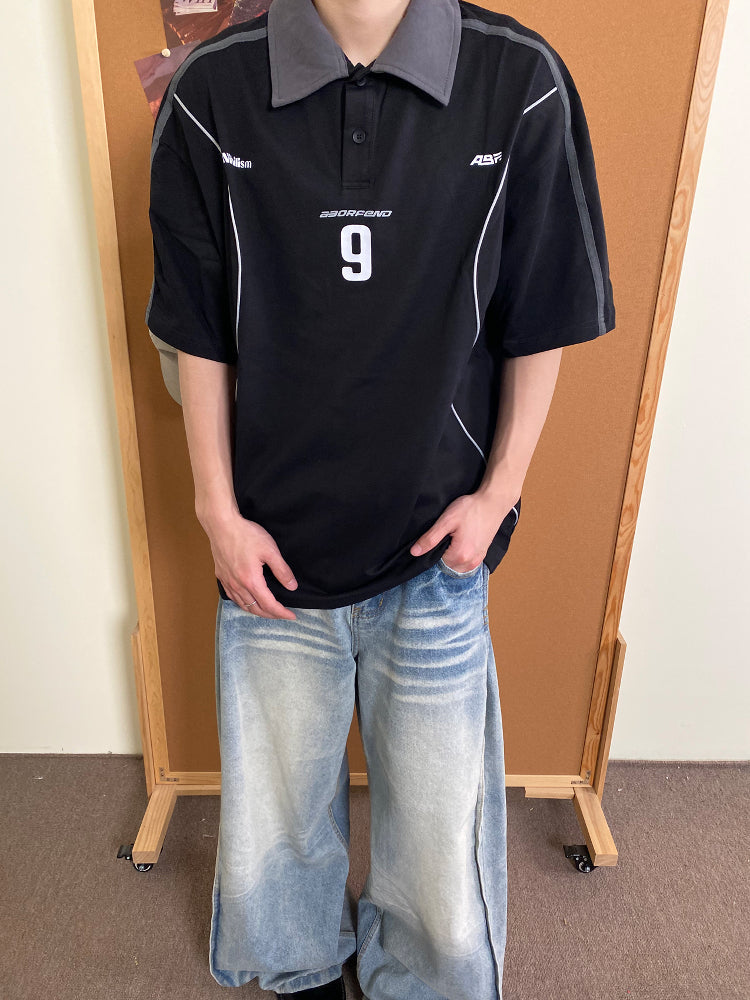 NO.9 | Sporty Polo Soccer Jersey - Luxuryurbanwear