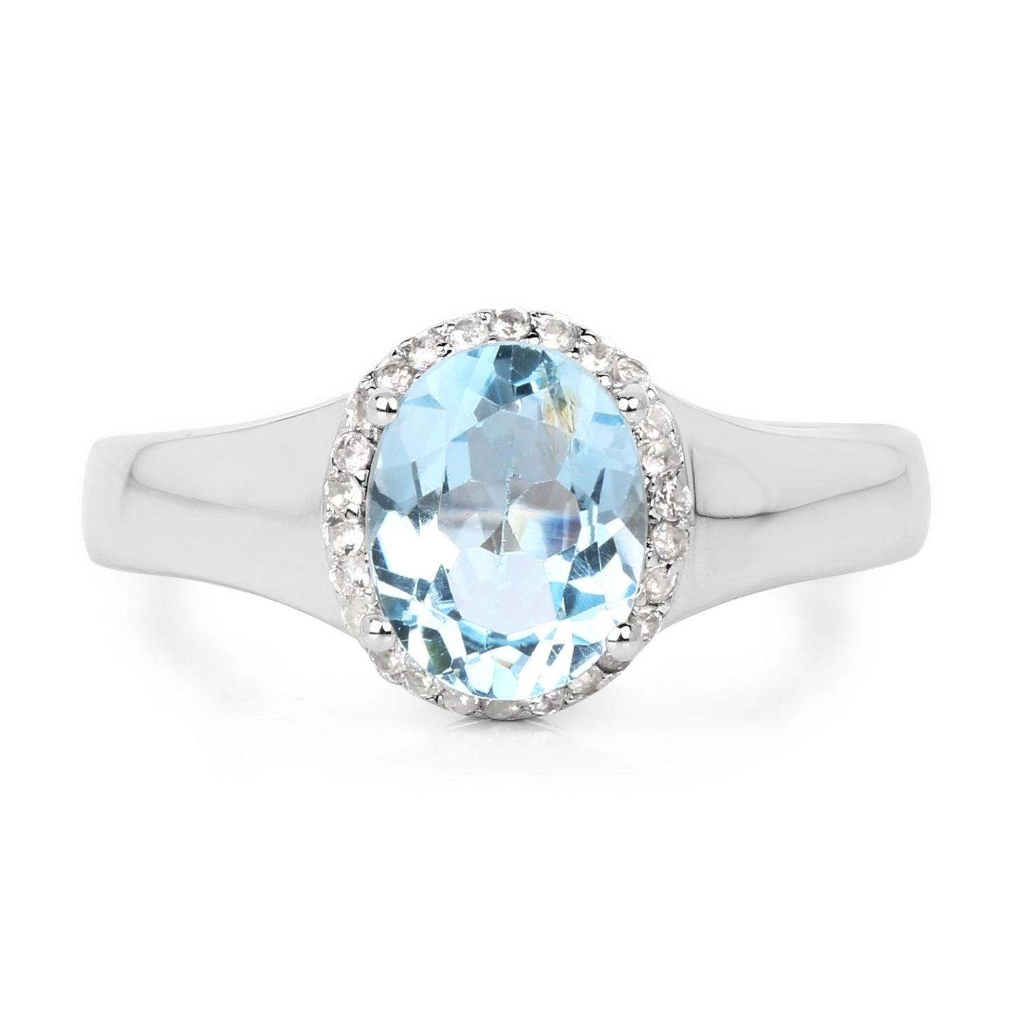 2.63 Carat Genuine Blue Topaz and White Topaz .925 Sterling Silver Ring