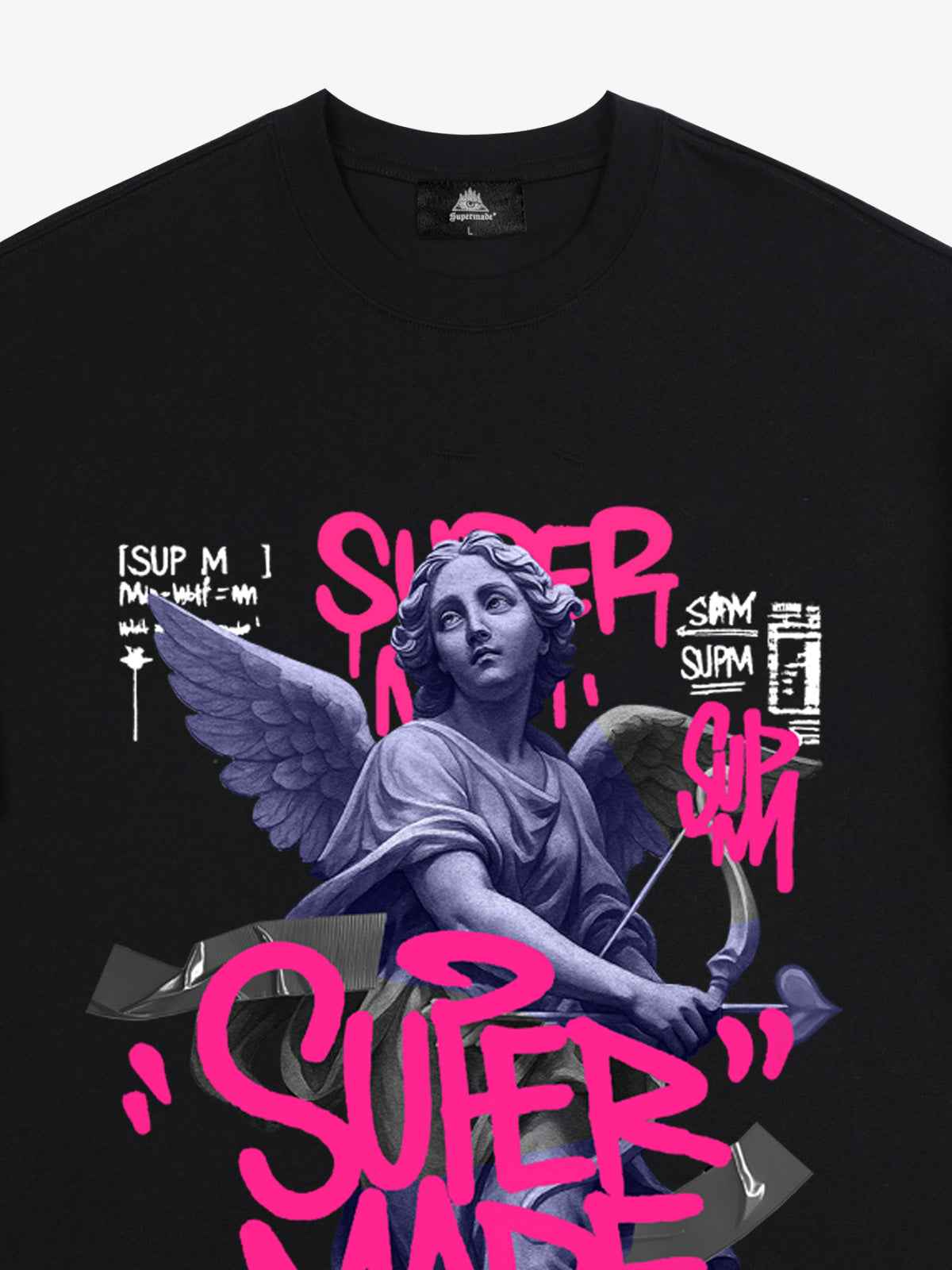 Street Pink Lucky Angel Graphic Design T-Shirt