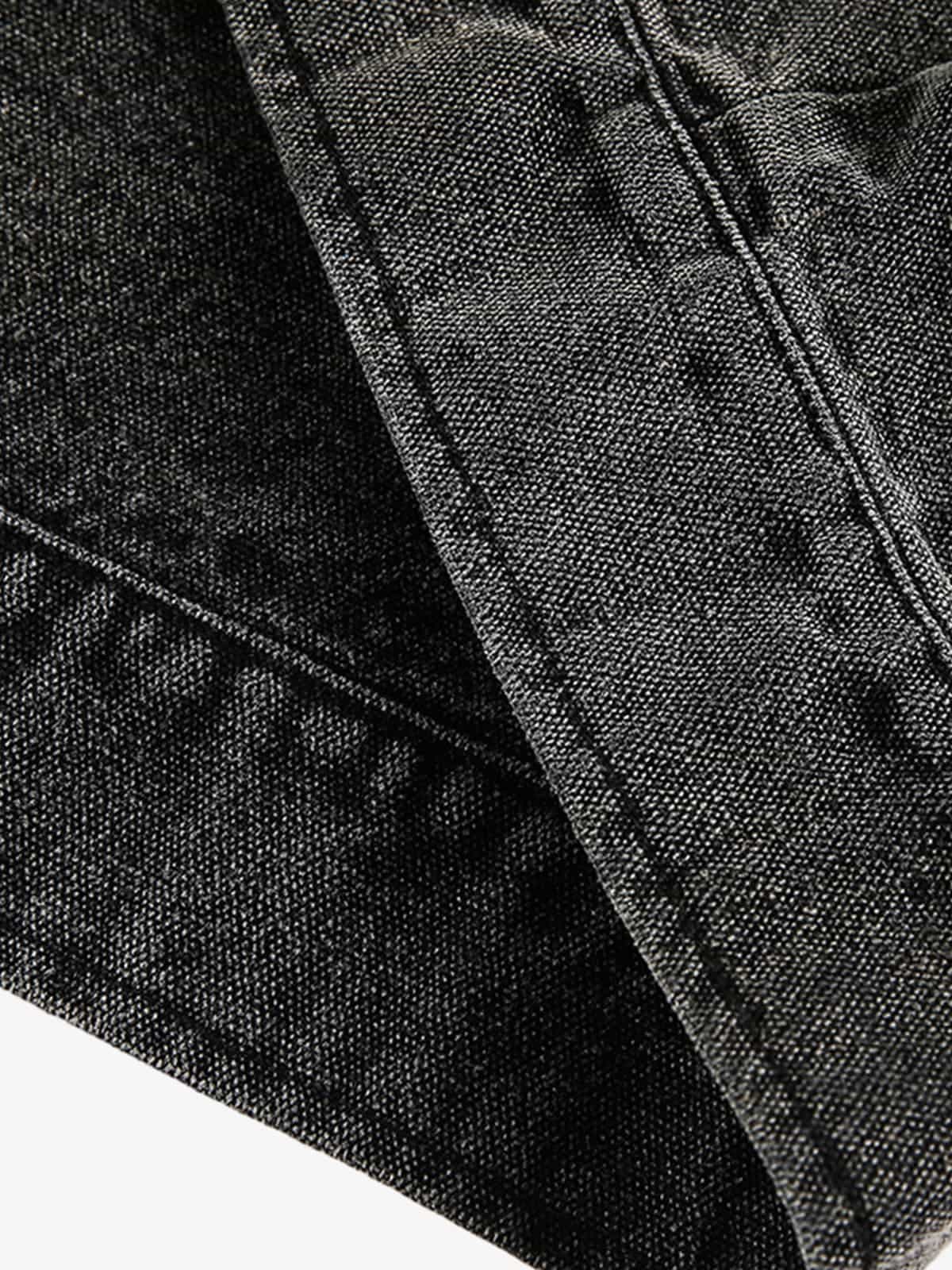 Washed And Distressed Dark Graffiti Patchwork Jacket - Luxuryurbanwear