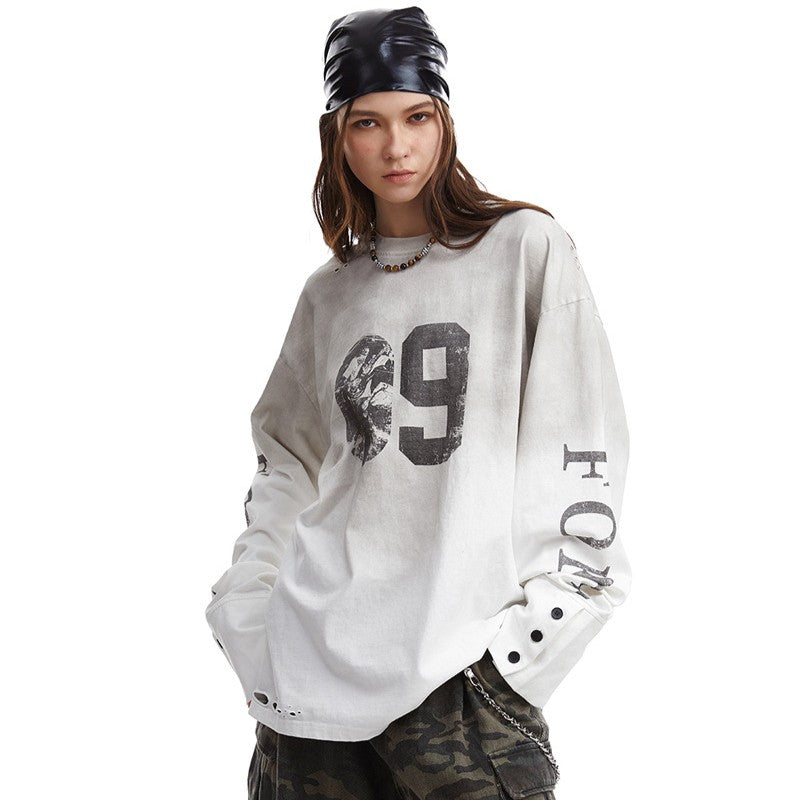 09 | Distressed Long Sleeve T-Shirt - Luxuryurbanwear
