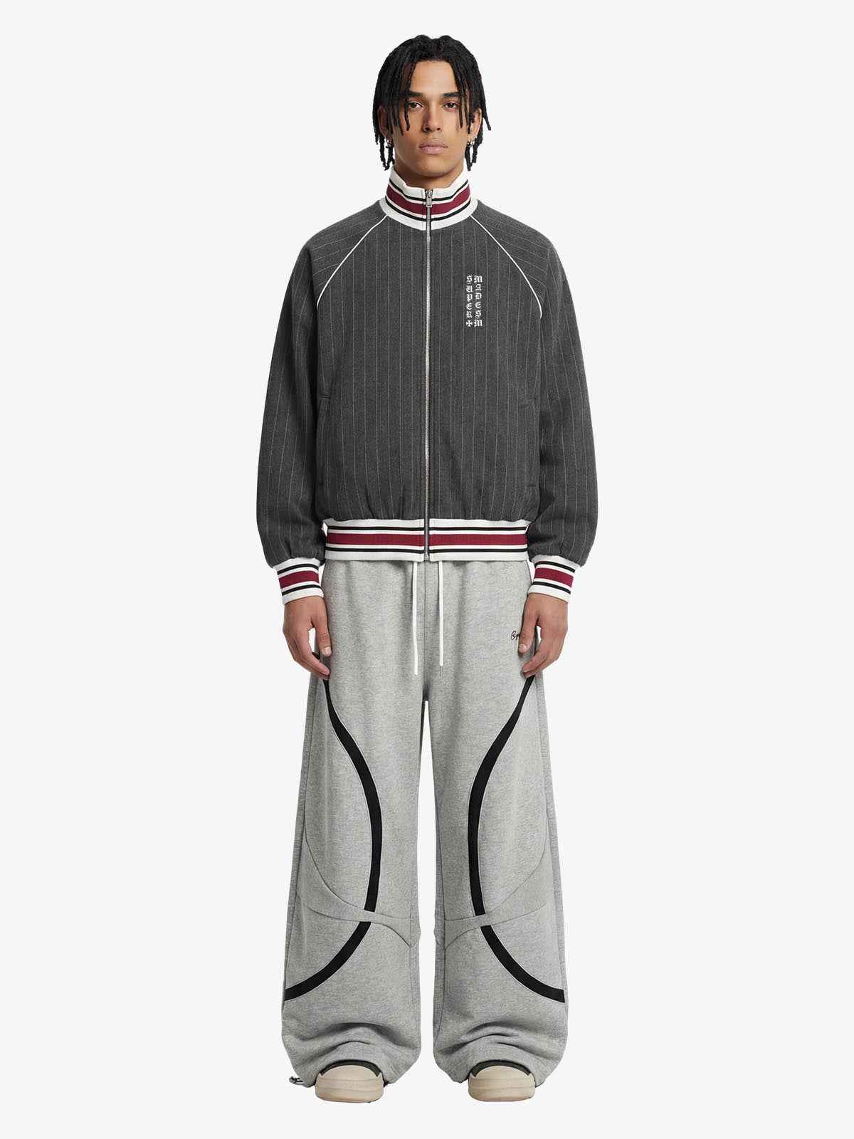 Pinstripe Vertical Embroidery Track Jacket