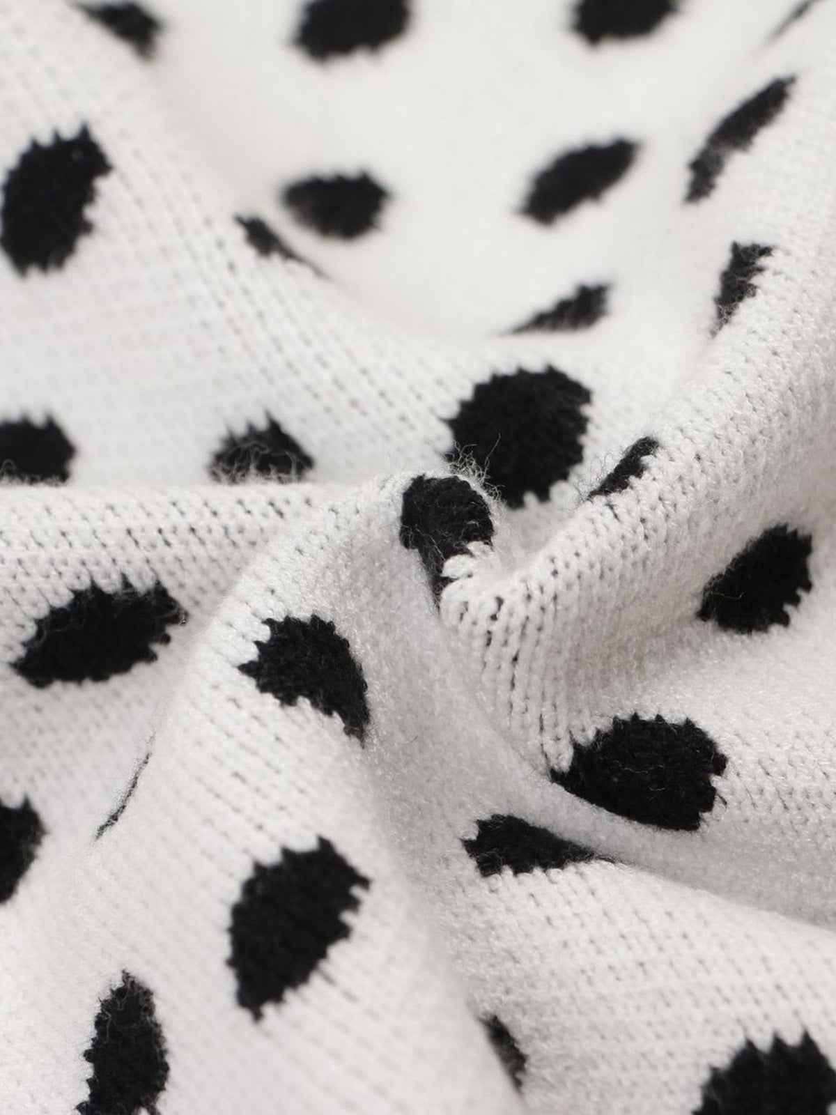 Retro Polka Dot Letter Jacquard Loose Knit Sweater