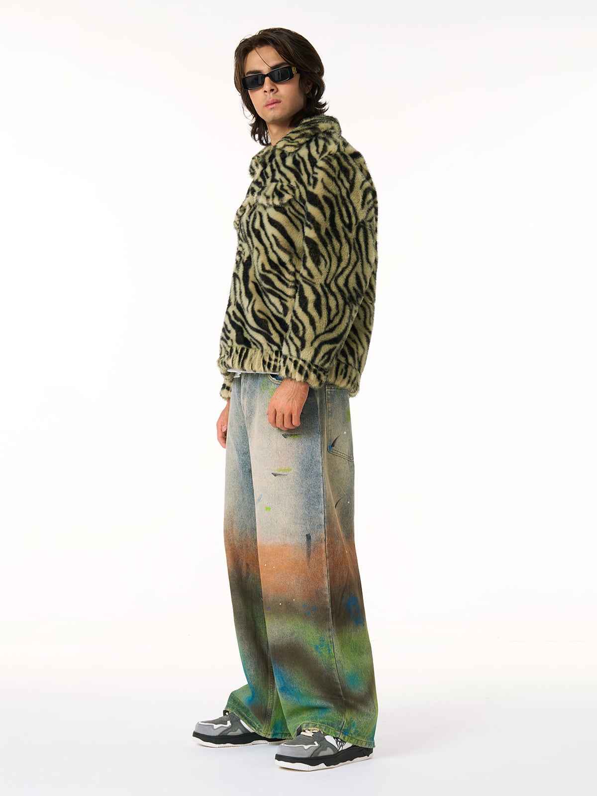 Street Gradient Ink-Splattered Straight-Leg Jeans
