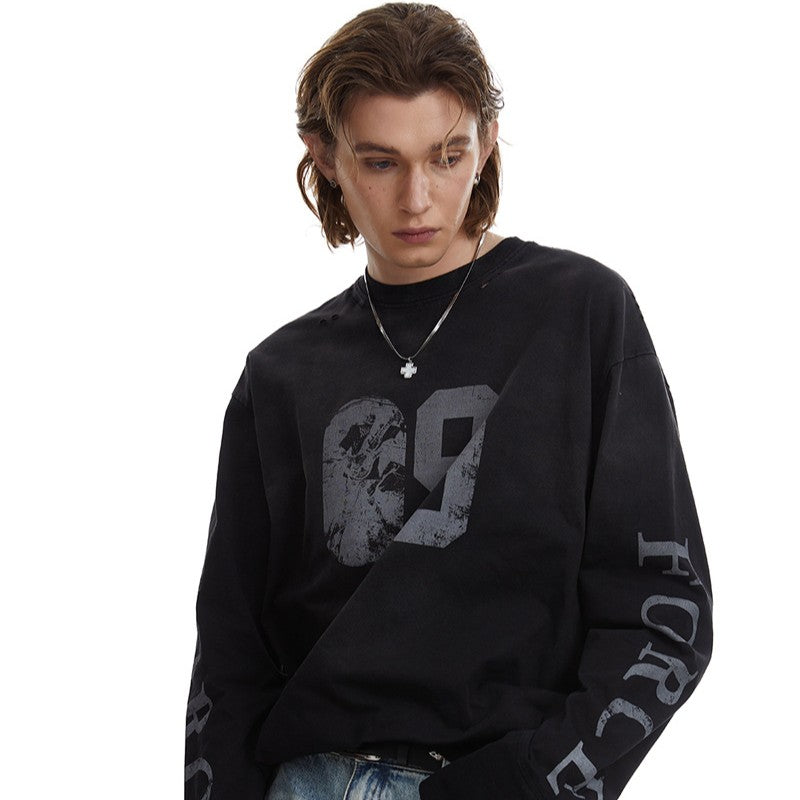 09 | Distressed Long Sleeve T-Shirt - Luxuryurbanwear