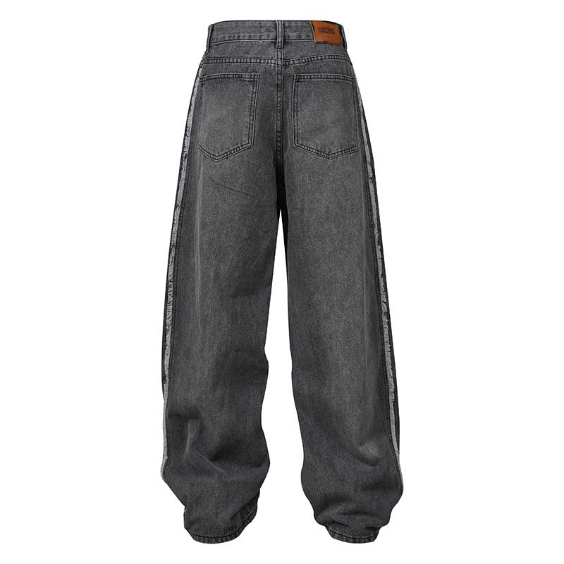 Washed Distressed Raw Edge | Baggy Jeans - Luxuryurbanwear