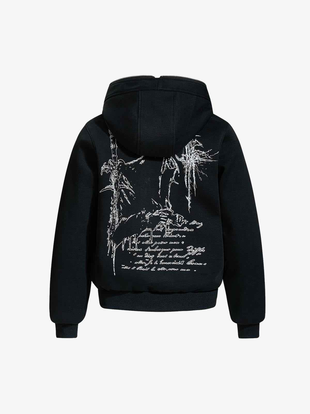 Gothic Graphic Print Zip Up Jacket