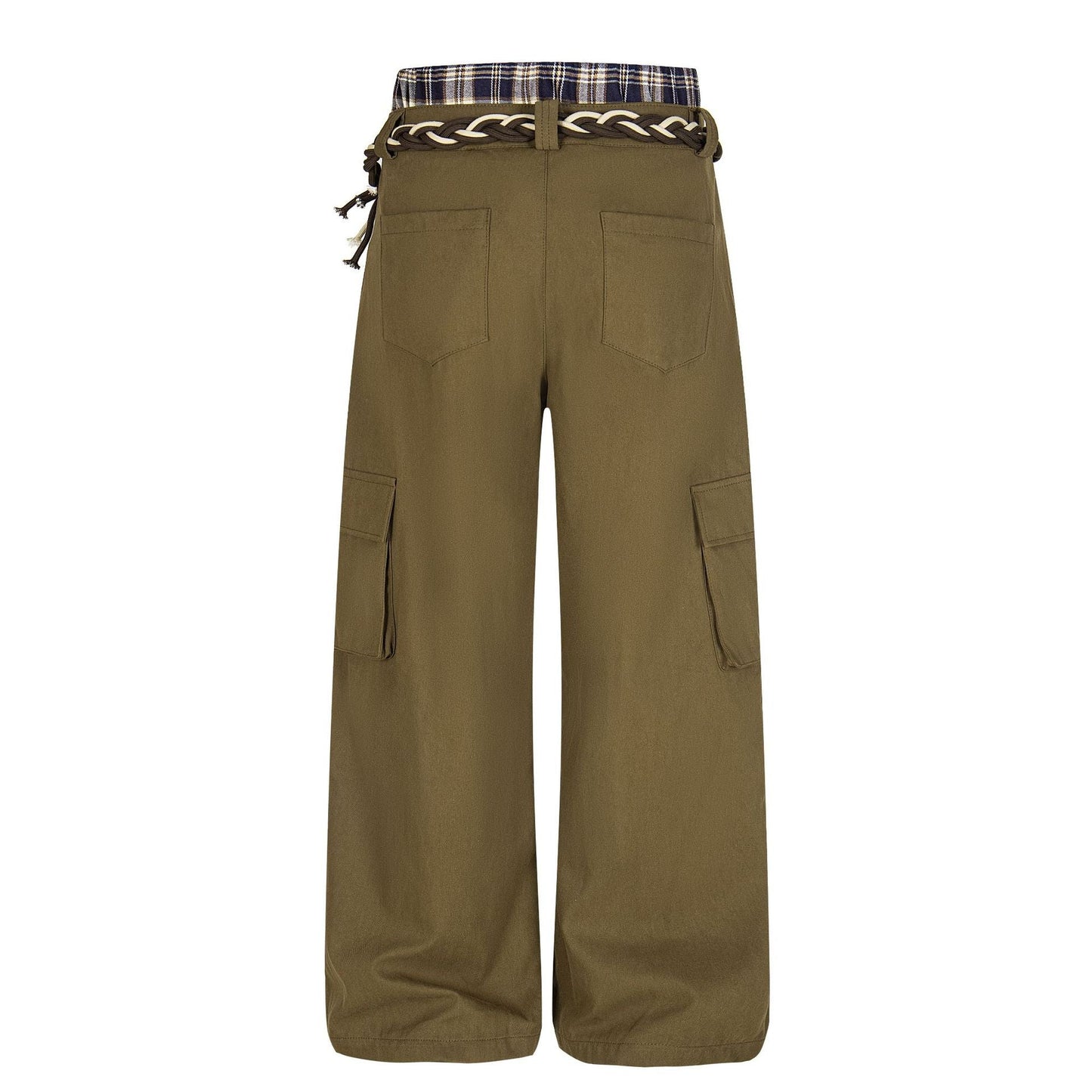 Plaid Waist Detail | Cargo Pants - Luxuryurbanwear