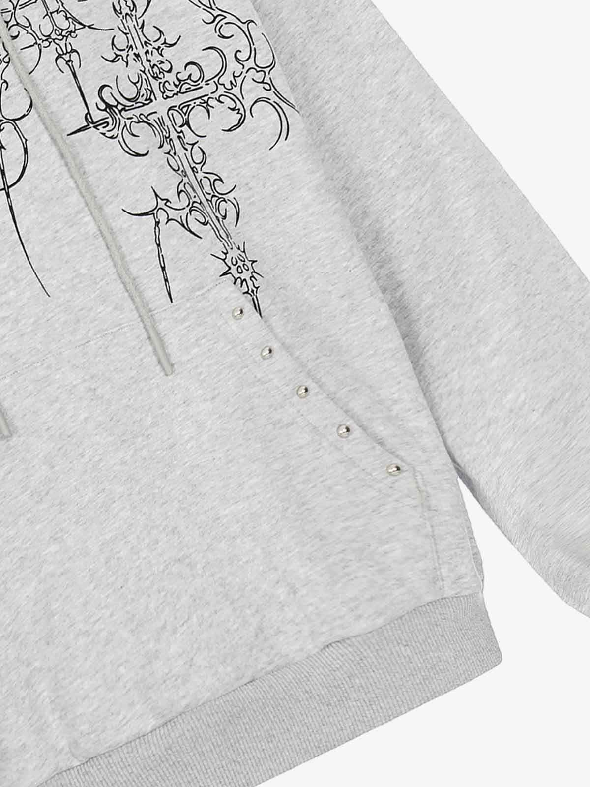 Embroidered Graphic Studded Hoodie and Wide Leg Sweatpants Set