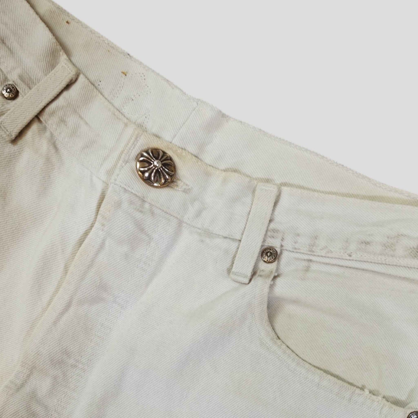 Chrome Hearts Leopard Cross Patch Jeans in White