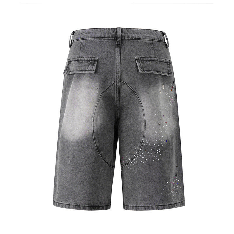 Starry Washed Rhinestone | Denim Shorts - Luxuryurbanwear