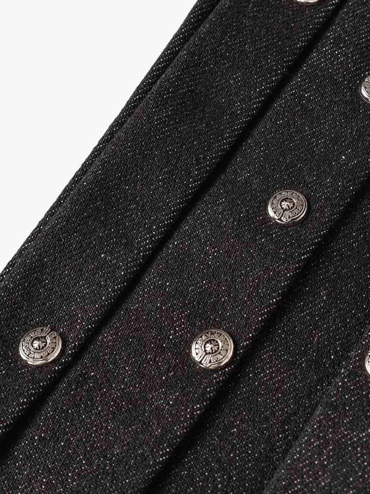 Studded Pleat Wide Leg Denim Jeans - Luxuryurbanwear