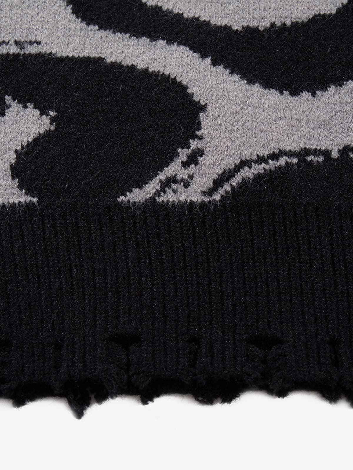 High Street Dark Skull Frayed-edge V-neck Sweater Vest
