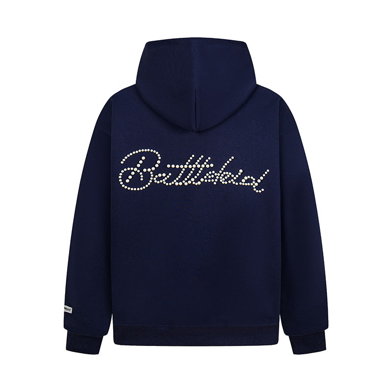 Battle House | Rhinestone Letter Pullover Hoodie - Luxuryurbanwear