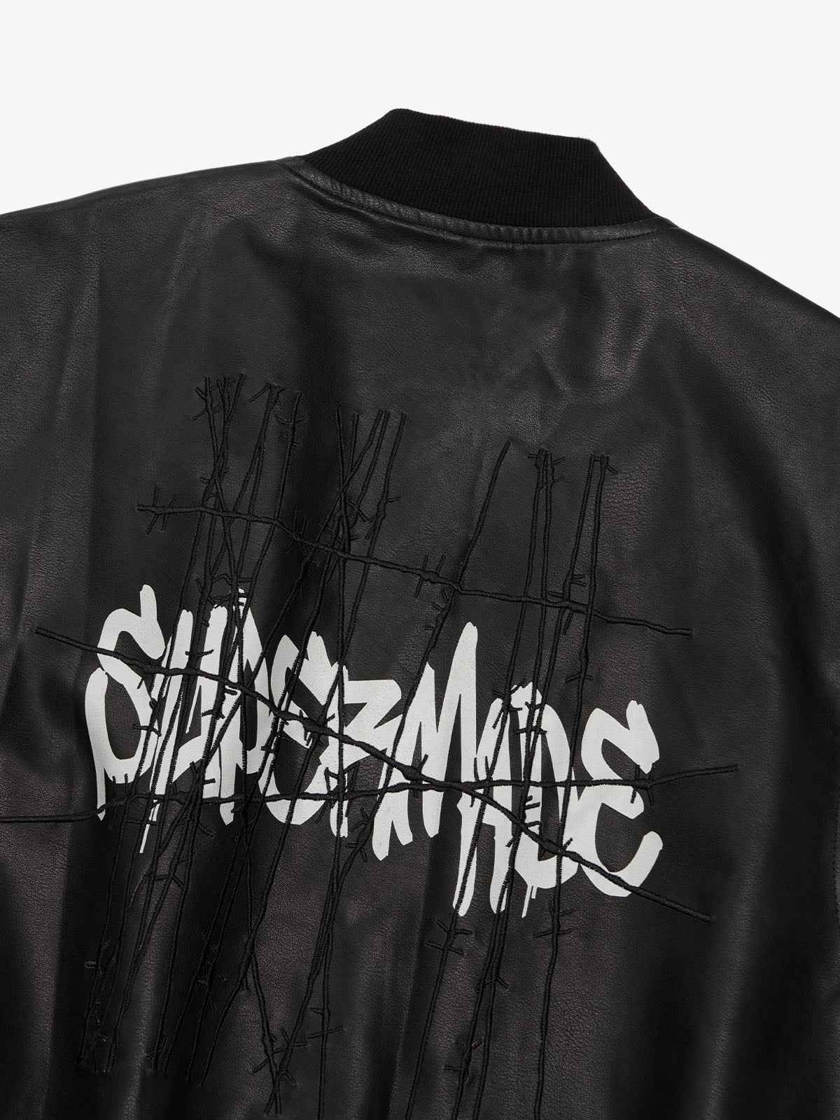 Thorn Destruction Frame Pattern Leather Vest
