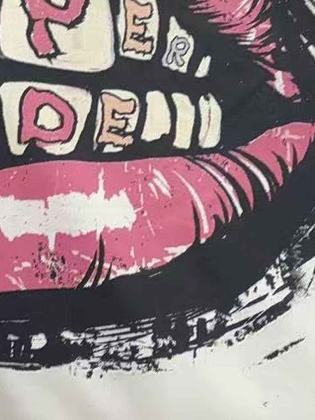 Retro Letter Lip Graphic T-Shirt