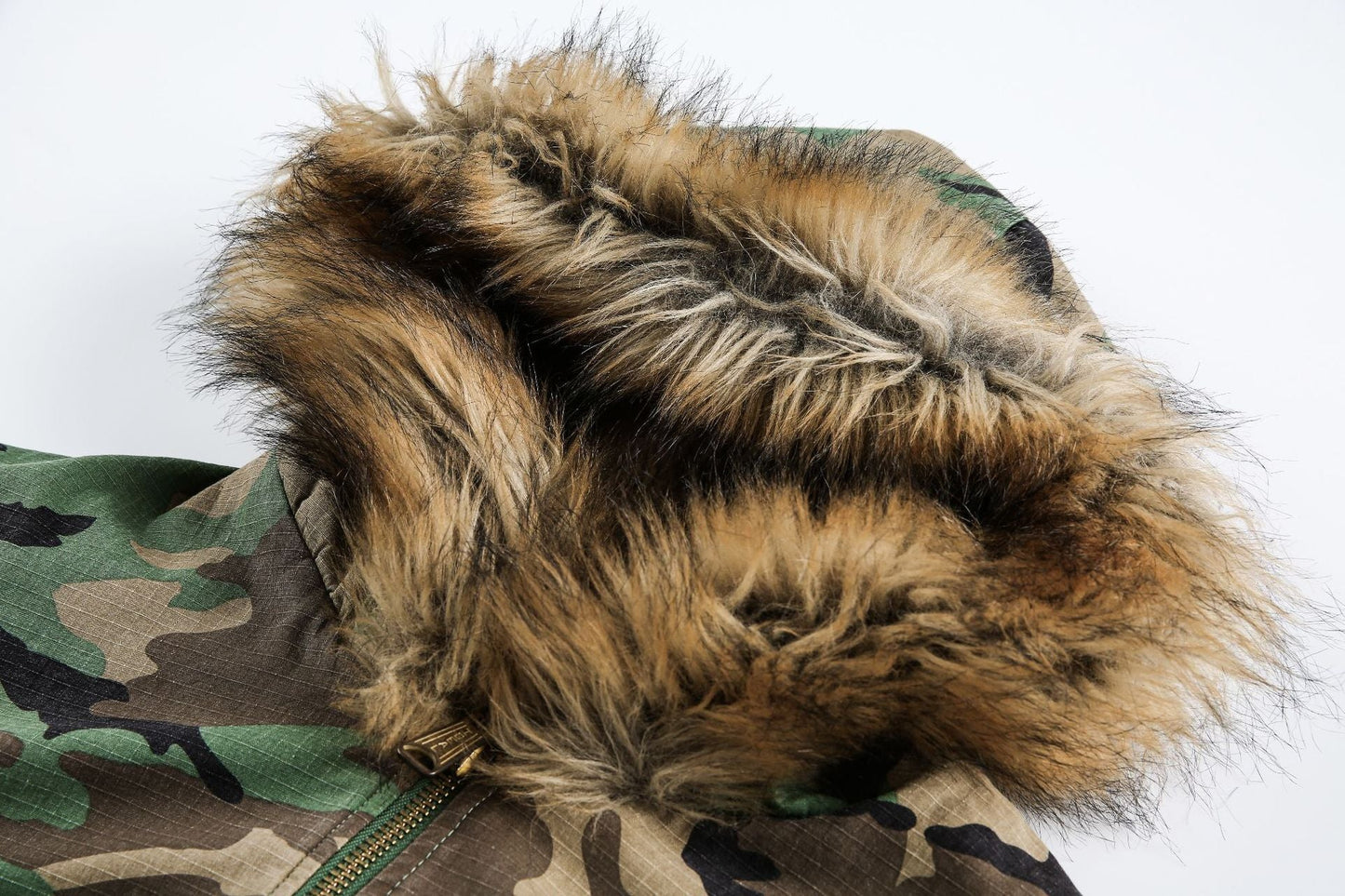 Camouflage Fur Collar | Reversible Cotton Jacket - Luxuryurbanwear