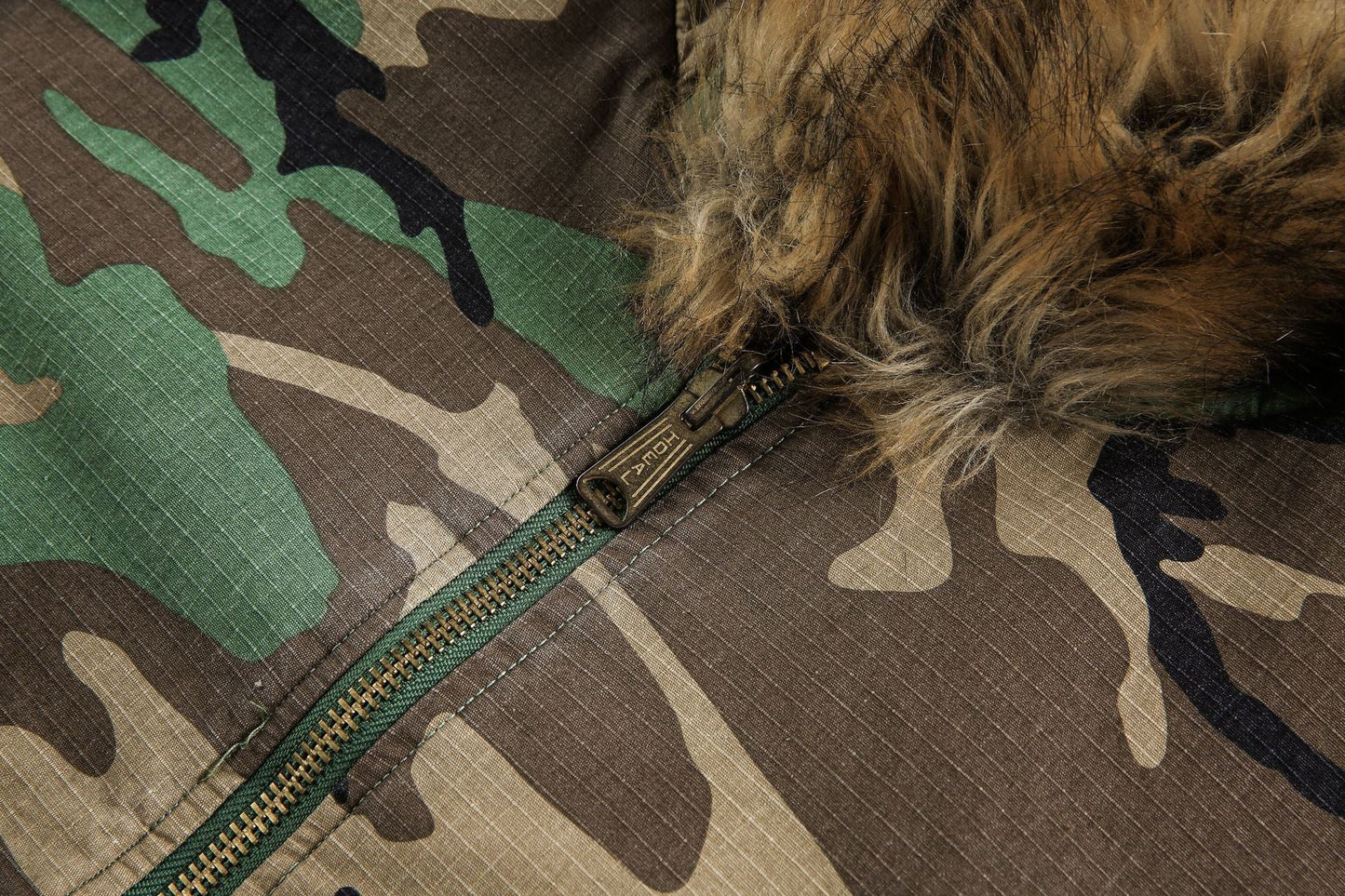 Camouflage Fur Collar | Reversible Cotton Jacket - Luxuryurbanwear