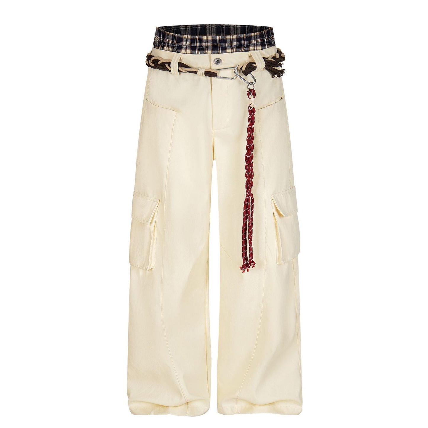 Plaid Waist Detail | Cargo Pants - Luxuryurbanwear