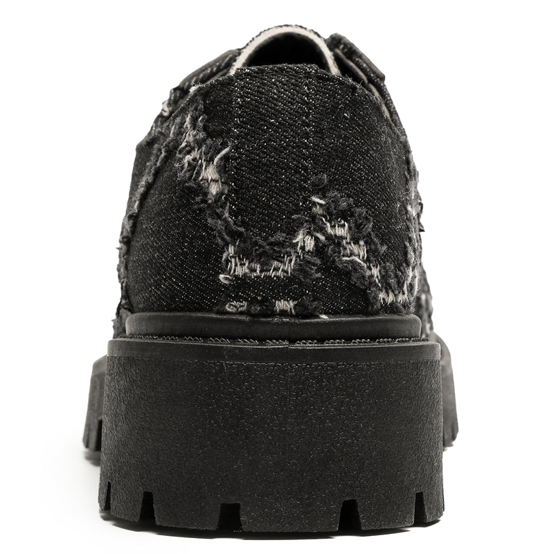 MLB LTHR-16 Distressed Denim Derby Shoes - Luxuryurbanwear
