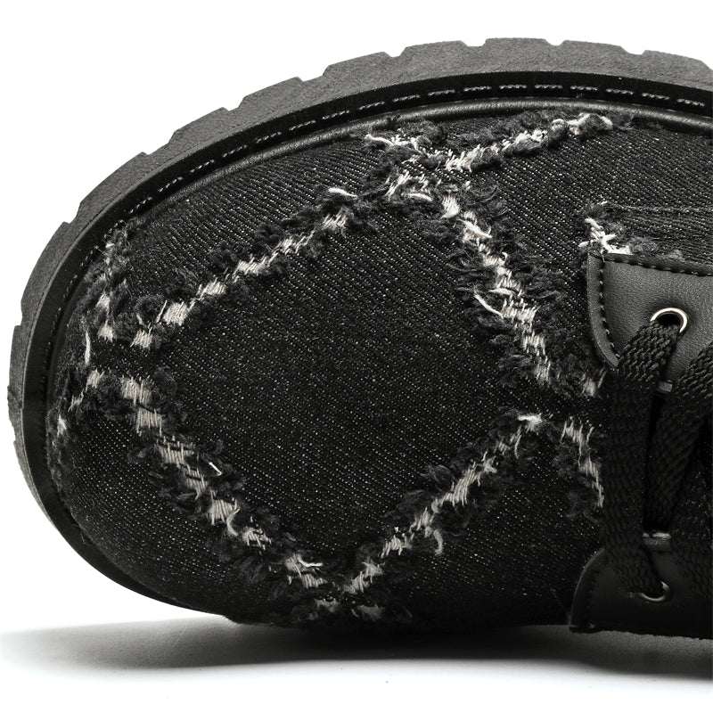 MLB LTHR-16 Distressed Denim Derby Shoes - Luxuryurbanwear