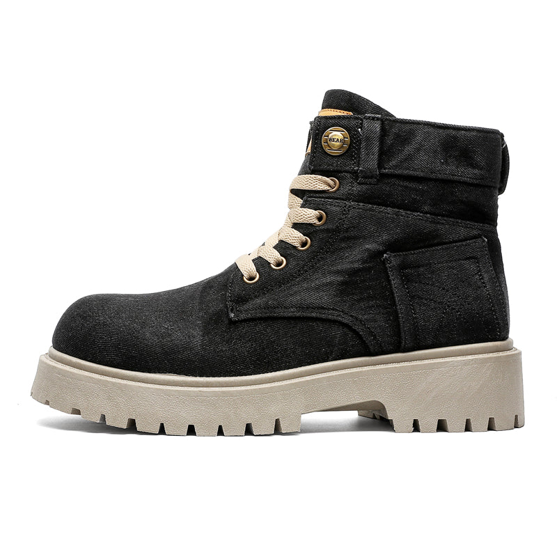 MLB LTHR-13 Denim Lace-Up Boots - Luxuryurbanwear