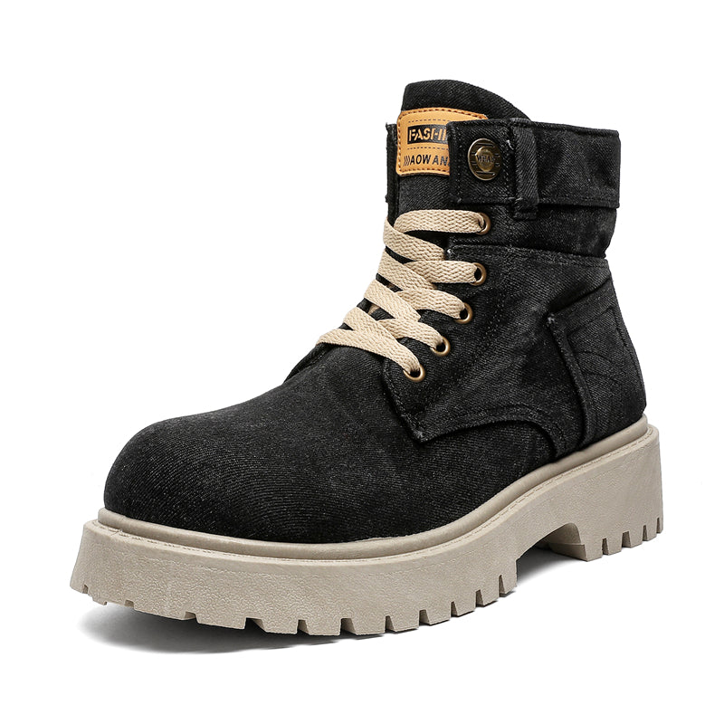 MLB LTHR-13 Denim Lace-Up Boots - Luxuryurbanwear