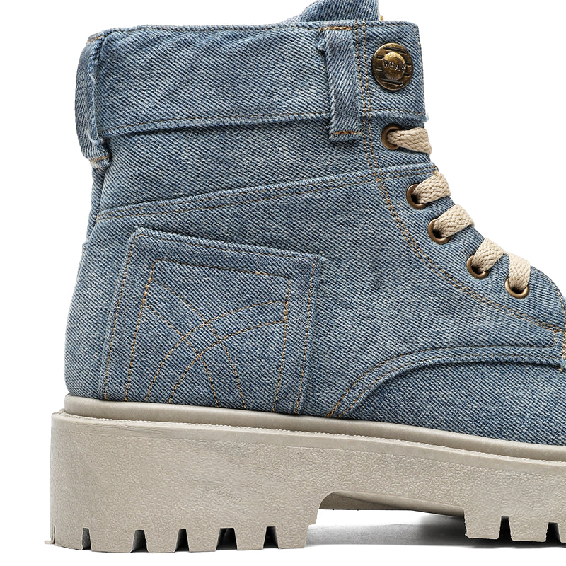 MLB LTHR-13 Denim Lace-Up Boots - Luxuryurbanwear