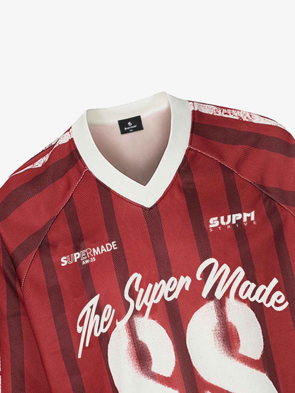 Retro Striped 88 Print Graphic Jersey Long-Sleeved T-Shirt