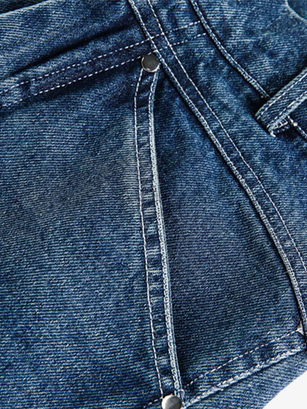Deconstructed Pleated Ripped Blade Cut Jeans - Luxuryurbanwear