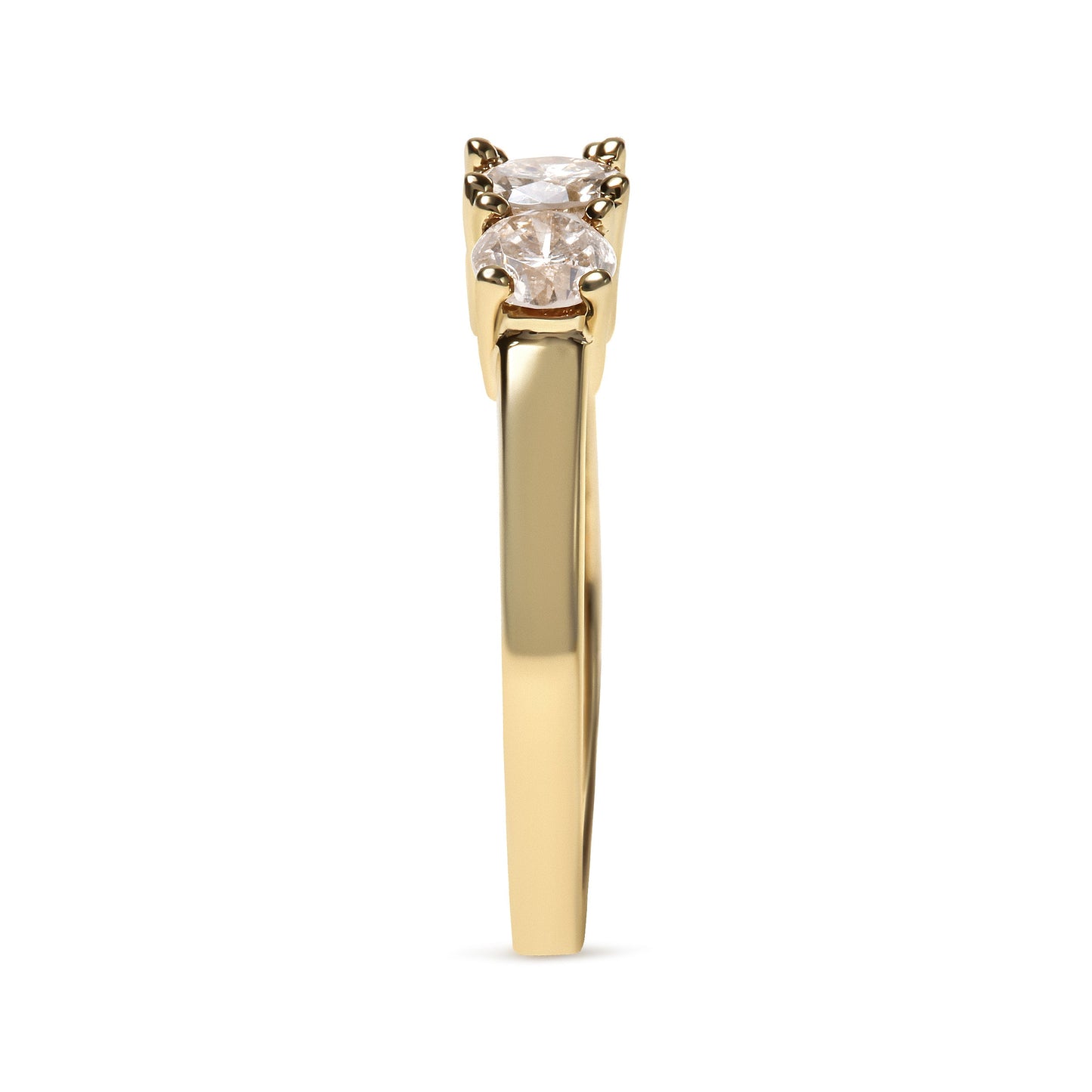 10K Yellow Gold 1.00 Cttw Champagne Diamond 3-Stone Band Ring (J-K Color, I1-I2 Clarity) - Size 7