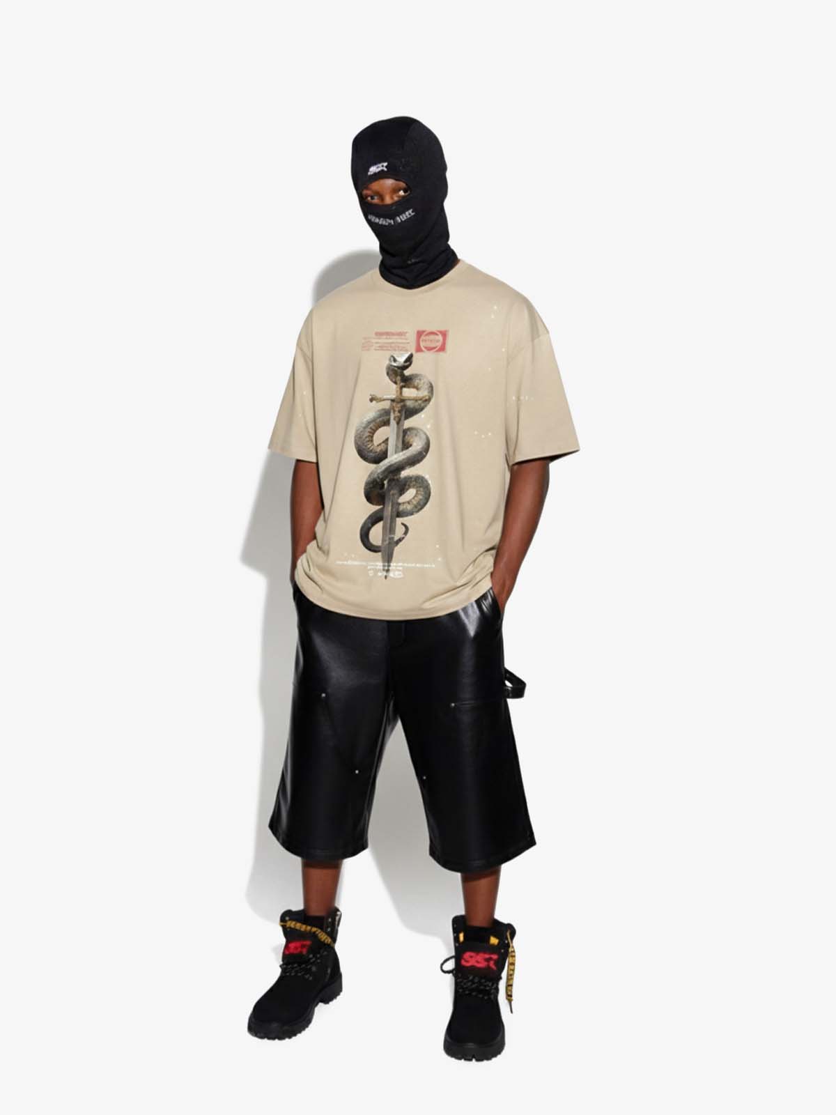 Snake and Sword Graphic T-Shirt - Luxuryurbanwear
