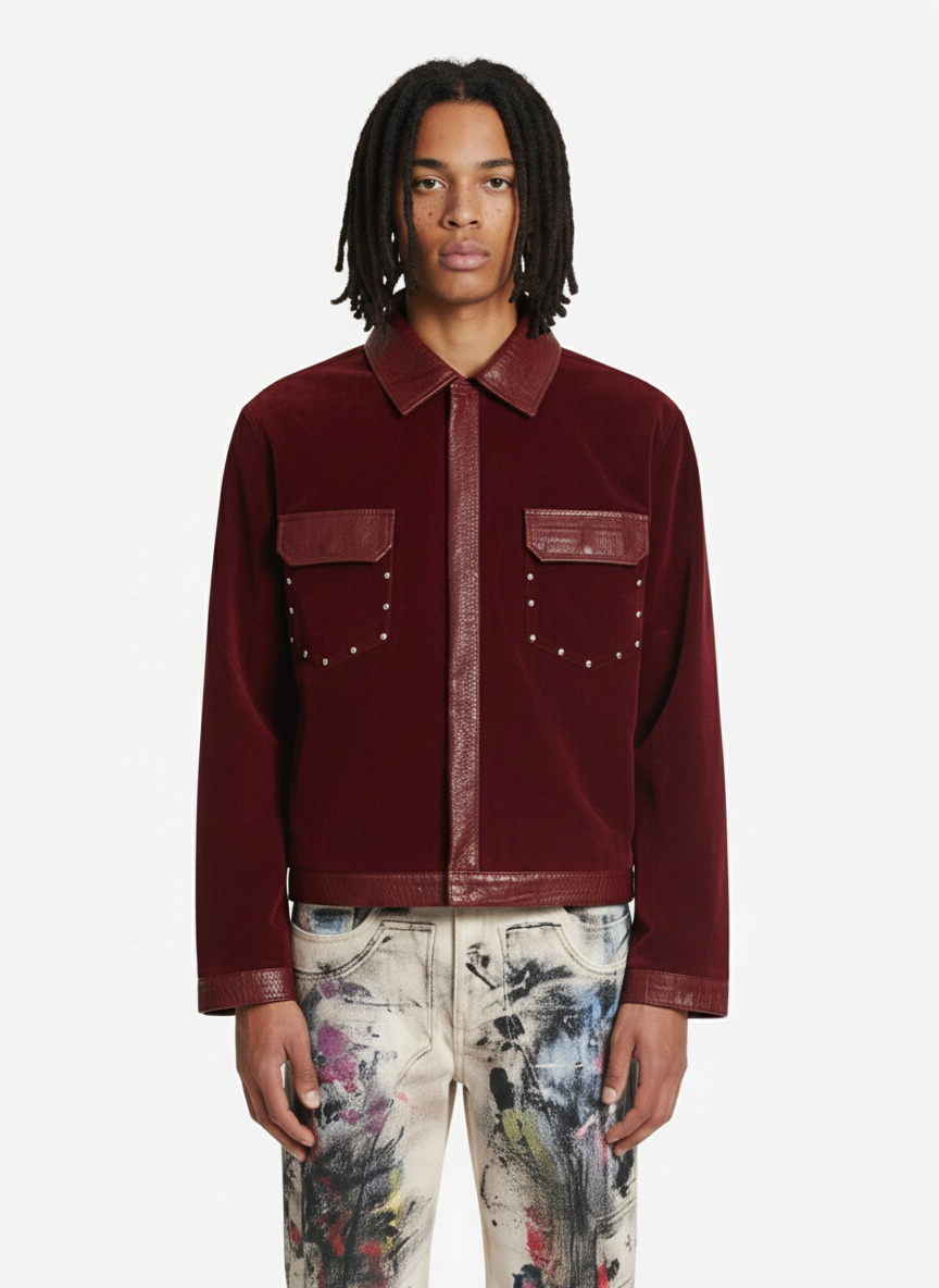 Vintage Suede PU Leather Collar Zip Up Jacket - Luxuryurbanwear