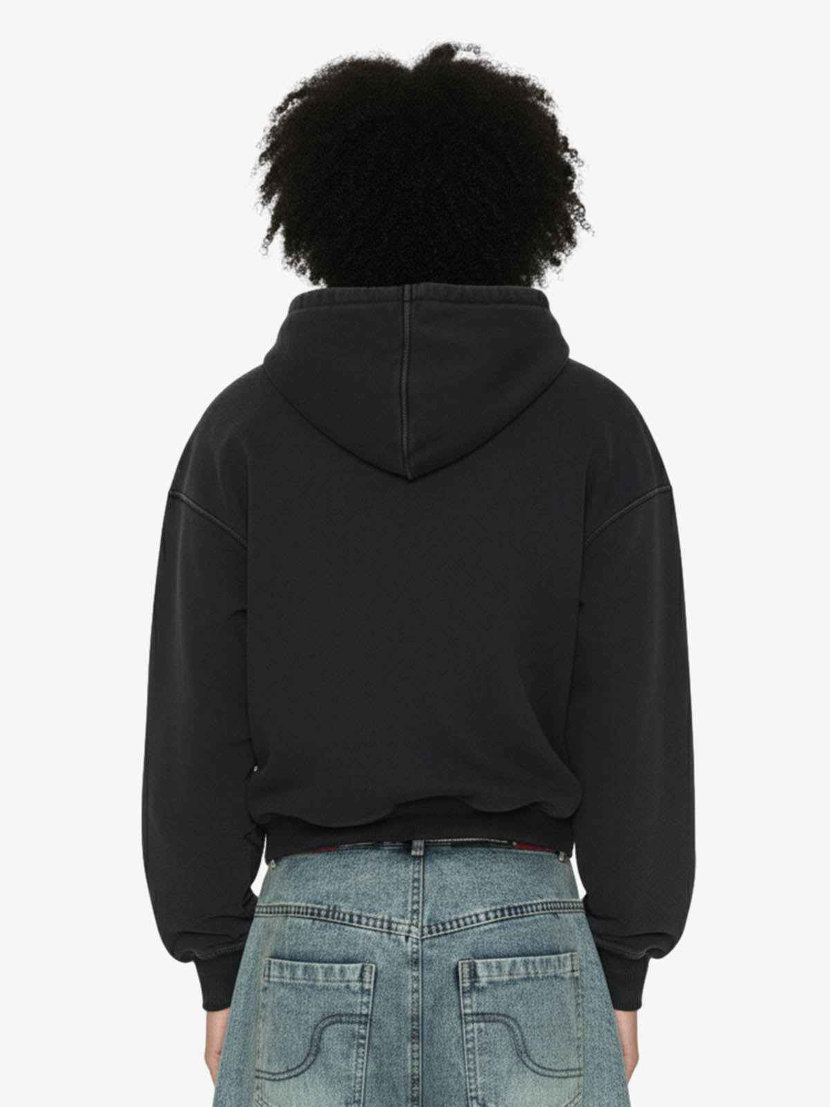 Rivet Detail Fleece Zip Up Hoodie