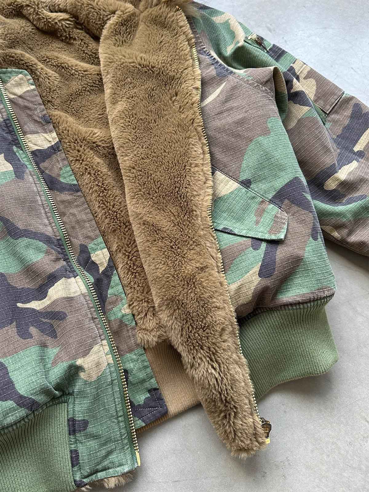 Camouflage Fur Collar Reversible Cotton Jacket - 2499 - Luxuryurbanwear